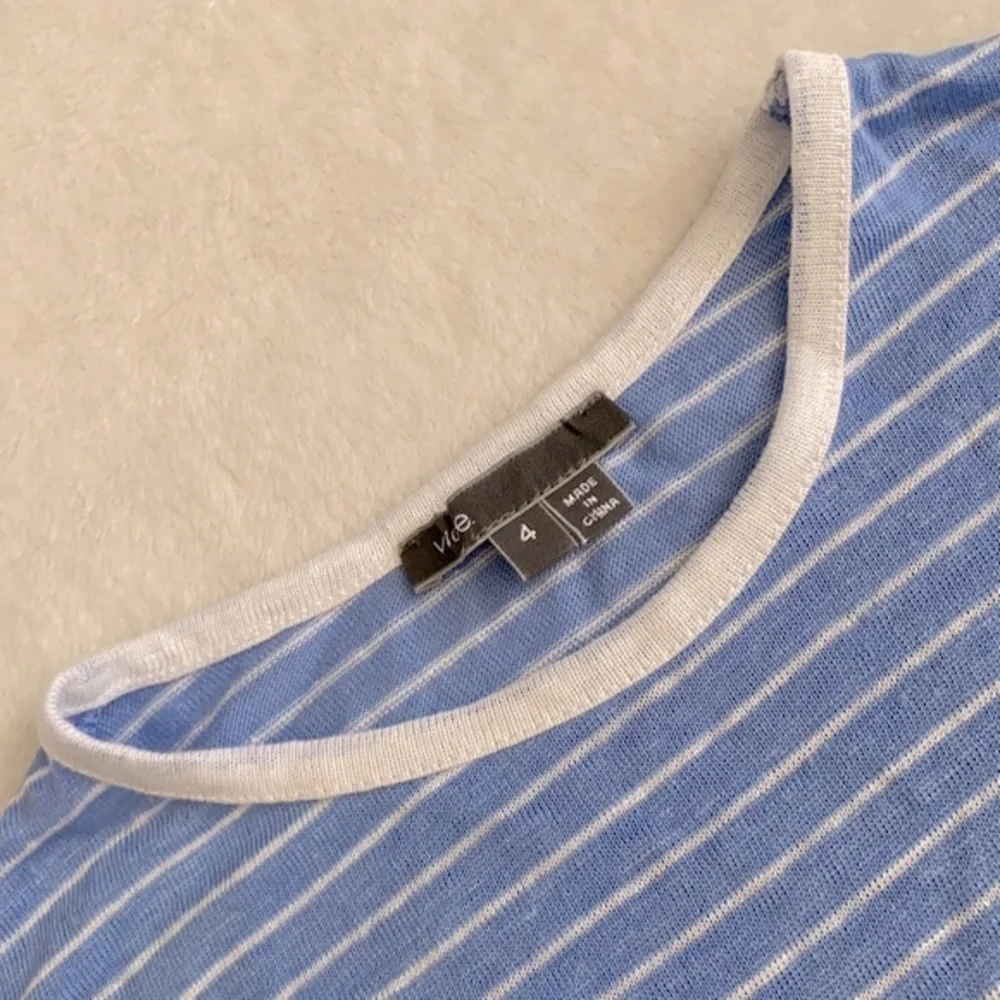 Vince | Linen Striped Long Sleeve Boxy Fit Shirt VNBXG0367 Blue/White (4) - Picture 4 of 15